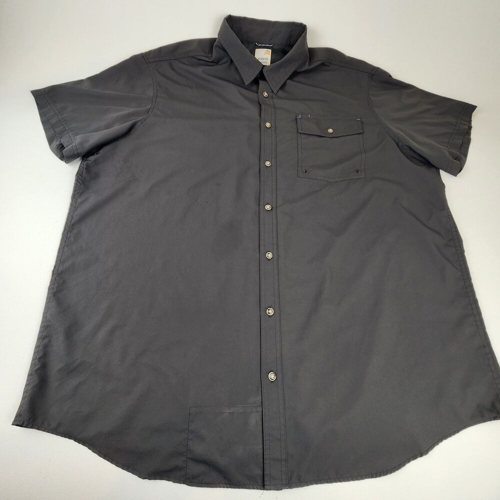 Solaris Outdoors Mens 2XB Gray Fishing Shirt Short Sleeve Vented Big Tall